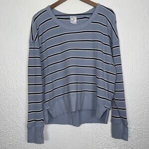 Aerie Offline Blue Striped Waffle Knit Thermal Top Size Small